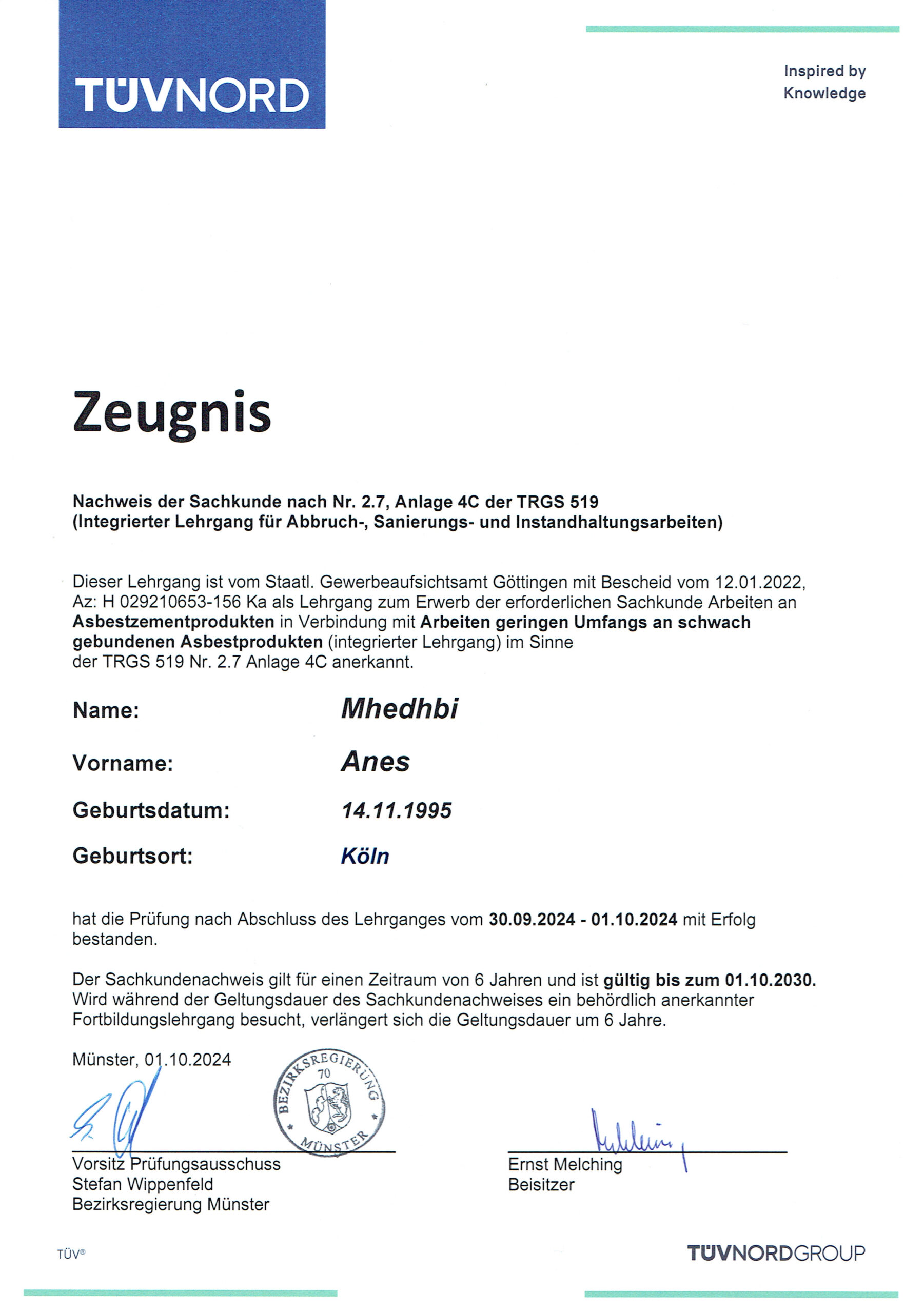TRGS 519 Sachkundenachweis für Arbeiten mit Asbest von MeinSpachtler